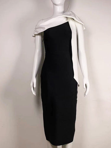 One-shoulder Bow-knot Bandage Dress - MVRX