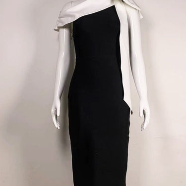 One-shoulder Bow-knot Bandage Dress - MVRX