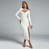 Hollow-out Long-sleeved Pendant Bandage Dress - MVRX
