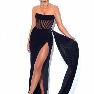 Velvet Tube Top Sexy Evening Dress - MVRX