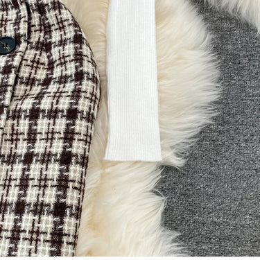 Sweater Woolen Plaid Skirt Suit - MVRX